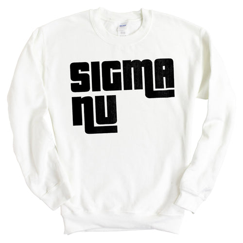 Sigma Nu Sweatshirt - Sigma Nu Stacked Letters Crewneck Sweatshirt - Kite and Crest