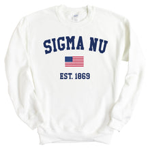 Load image into Gallery viewer, Sigma Nu Sweatshirt - Sigma Nu USA Flag Crewneck Sweatshirt - Kite and Crest
