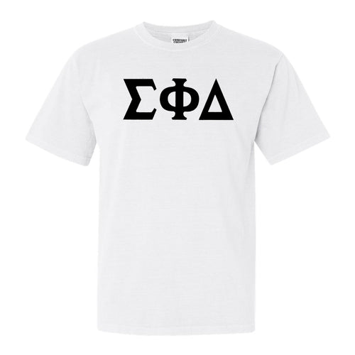 Sigma Phi Delta Basic Black Letters Comfort Colors T-Shirt - Fraternity Tee - Kite and Crest