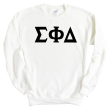 Load image into Gallery viewer, Sigma Phi Delta Basic Black Letters Sweatshirt - Fraternity Crewneck Sweatshirt - Kite and Crest
