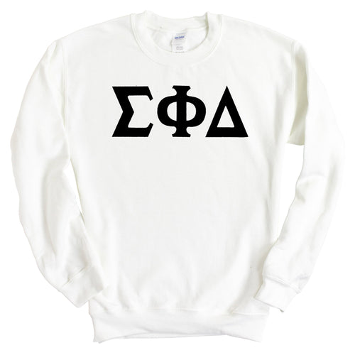 Sigma Phi Delta Basic Black Letters Sweatshirt - Fraternity Crewneck Sweatshirt - Kite and Crest