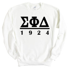 Load image into Gallery viewer, Sigma Phi Delta Black Letter Sweatshirt - Fraternity Crewneck Sweatshirt - Kite and Crest
