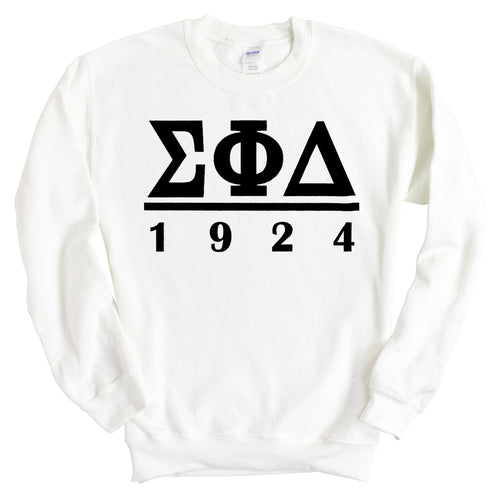 Sigma Phi Delta Black Letter Sweatshirt - Fraternity Crewneck Sweatshirt - Kite and Crest