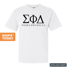 Load image into Gallery viewer, Sigma Phi Delta Block Letter Comfort Colors T-Shirt - Fraternity Tee - Kite and Crest
