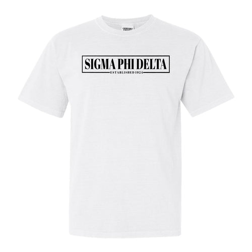 Sigma Phi Delta Fraternal Block Comfort Colors T-Shirt - Fraternity Tee - Kite and Crest