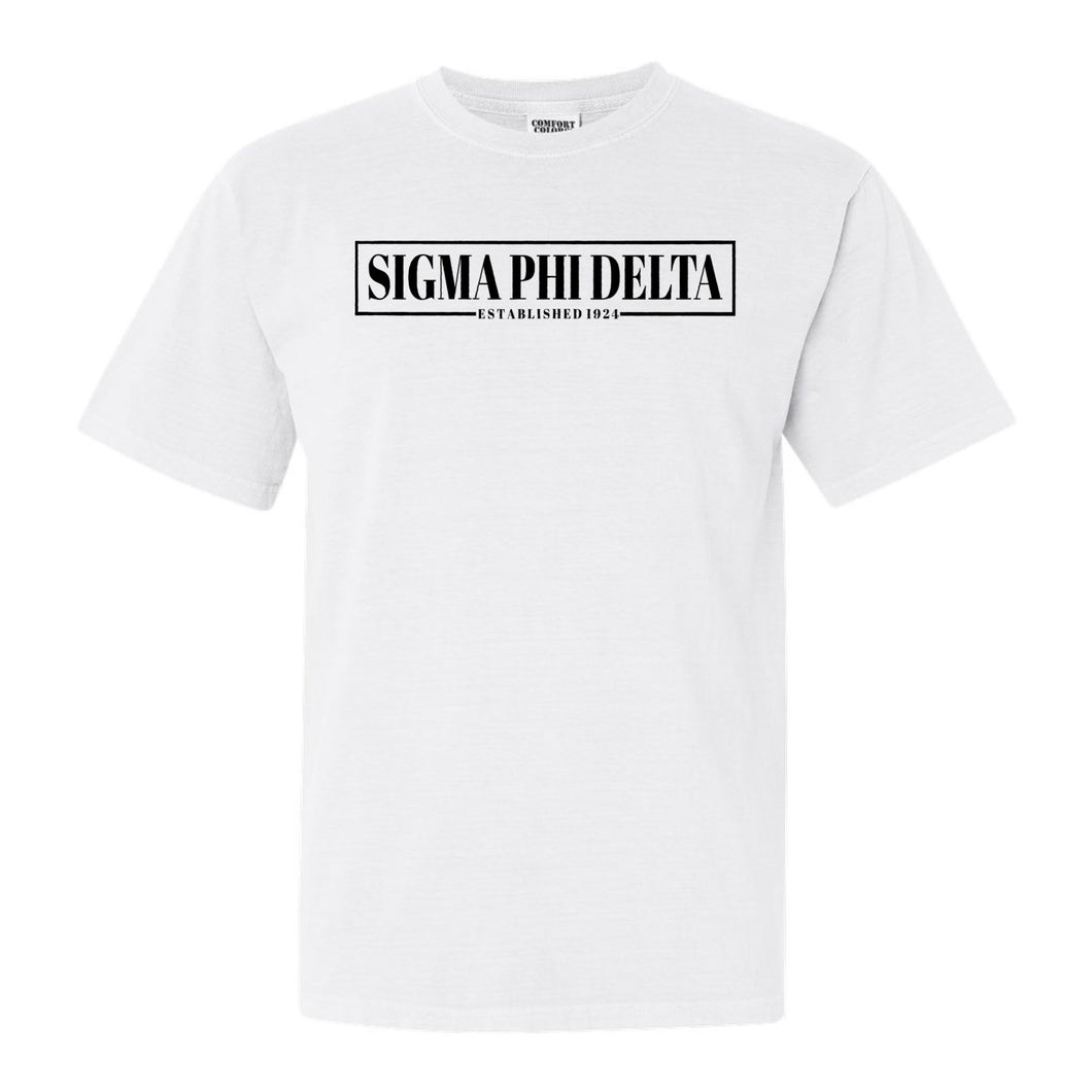 Sigma Phi Delta Fraternal Block Comfort Colors T-Shirt - Fraternity Tee - Kite and Crest