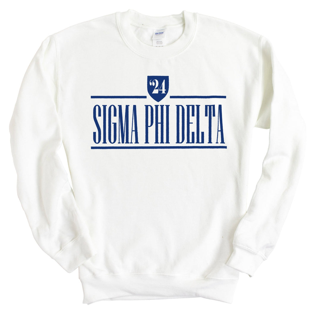 Sigma Phi Delta Shield Sweatshirt - Fraternity Crewneck Sweatshirt - Kite and Crest