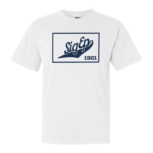 Sigma Phi Epsilon Comfort Colors T-Shirt - Sig Ep Baseball Boxed Shirt - Kite and Crest