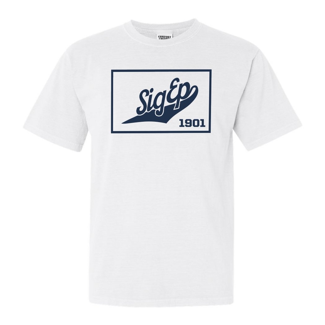 Sigma Phi Epsilon Comfort Colors T-Shirt - Sig Ep Baseball Boxed Shirt - Kite and Crest