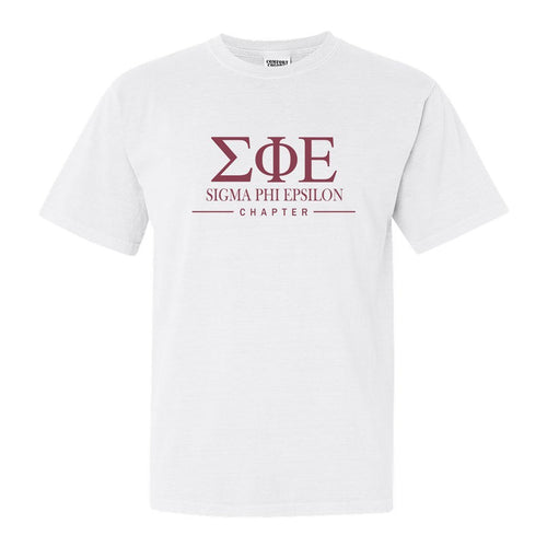 Sigma Phi Epsilon Comfort Colors T-Shirt - Sig Ep Basic Lined Shirt - Kite and Crest