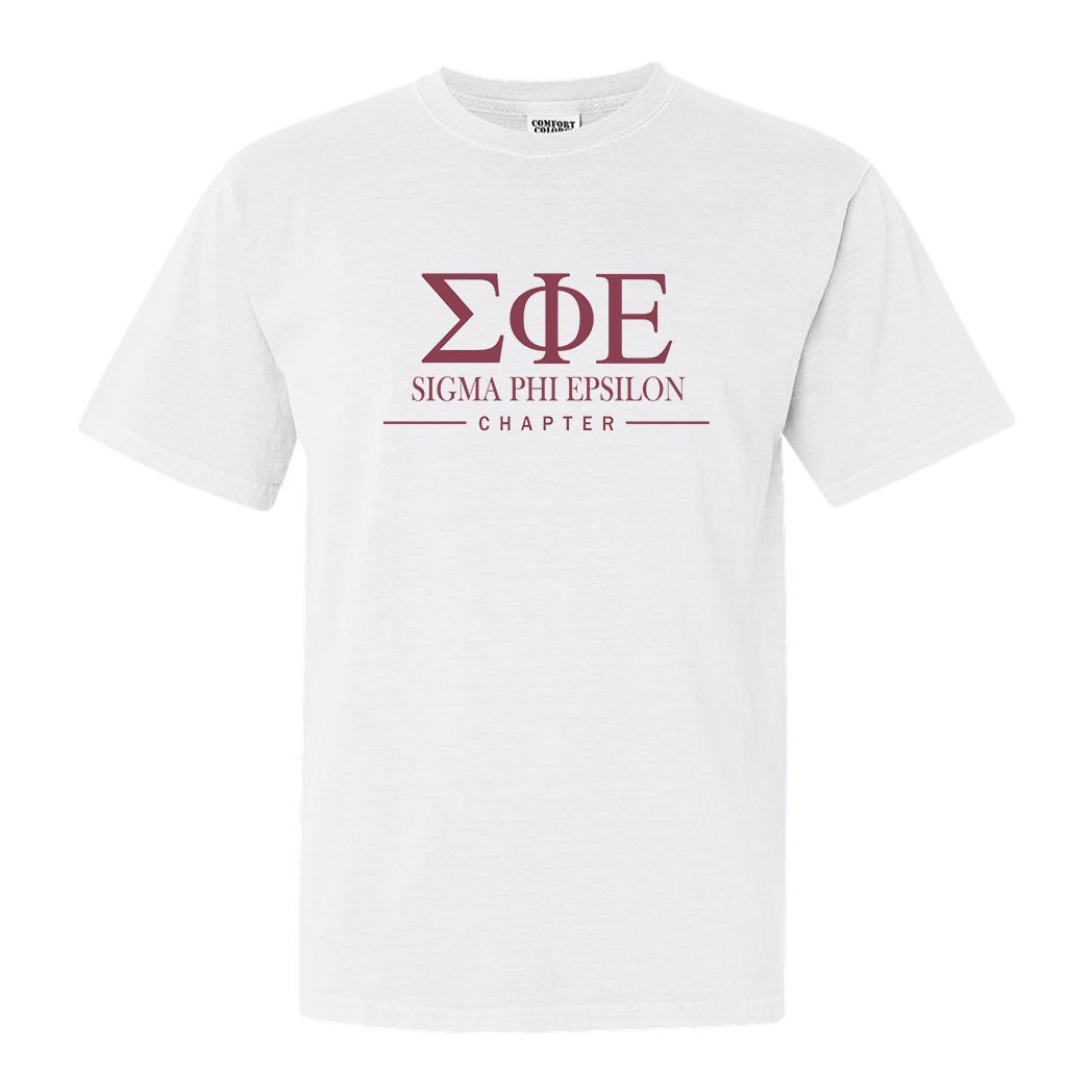 Sigma Phi Epsilon Comfort Colors T-Shirt - Sig Ep Basic Lined Shirt - Kite and Crest
