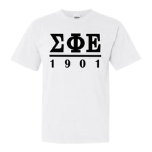 Load image into Gallery viewer, Sigma Phi Epsilon Comfort Colors T-Shirt - Sig Ep Black Letters Shirt - Kite and Crest
