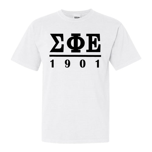 Sigma Phi Epsilon Comfort Colors T-Shirt - Sig Ep Black Letters Shirt - Kite and Crest