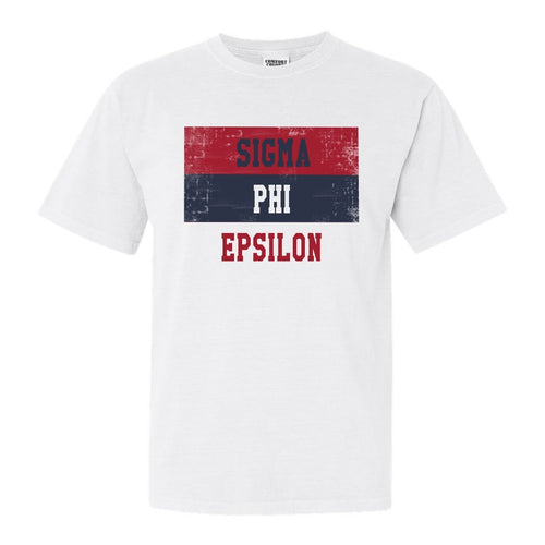 Sigma Phi Epsilon Comfort Colors T-Shirt - Sig Ep Colorful Stripe Shirt - Kite and Crest