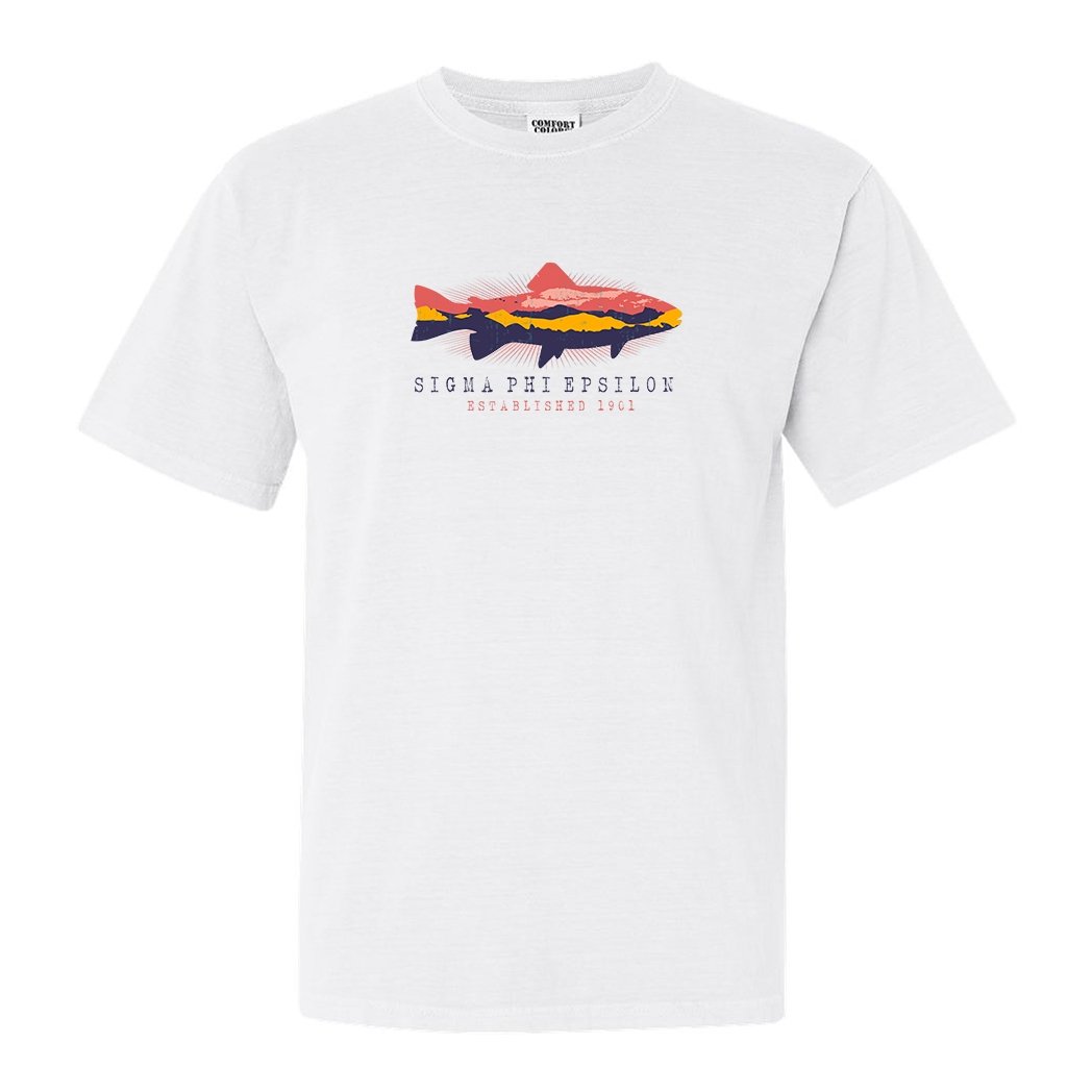 Sigma Phi Epsilon Comfort Colors T-Shirt - Sig Ep Fishing Shirt - Kite and Crest