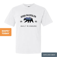 Load image into Gallery viewer, Sigma Phi Epsilon Comfort Colors T-Shirt - Sig Ep Fraternal Bear Shirt - Kite and Crest
