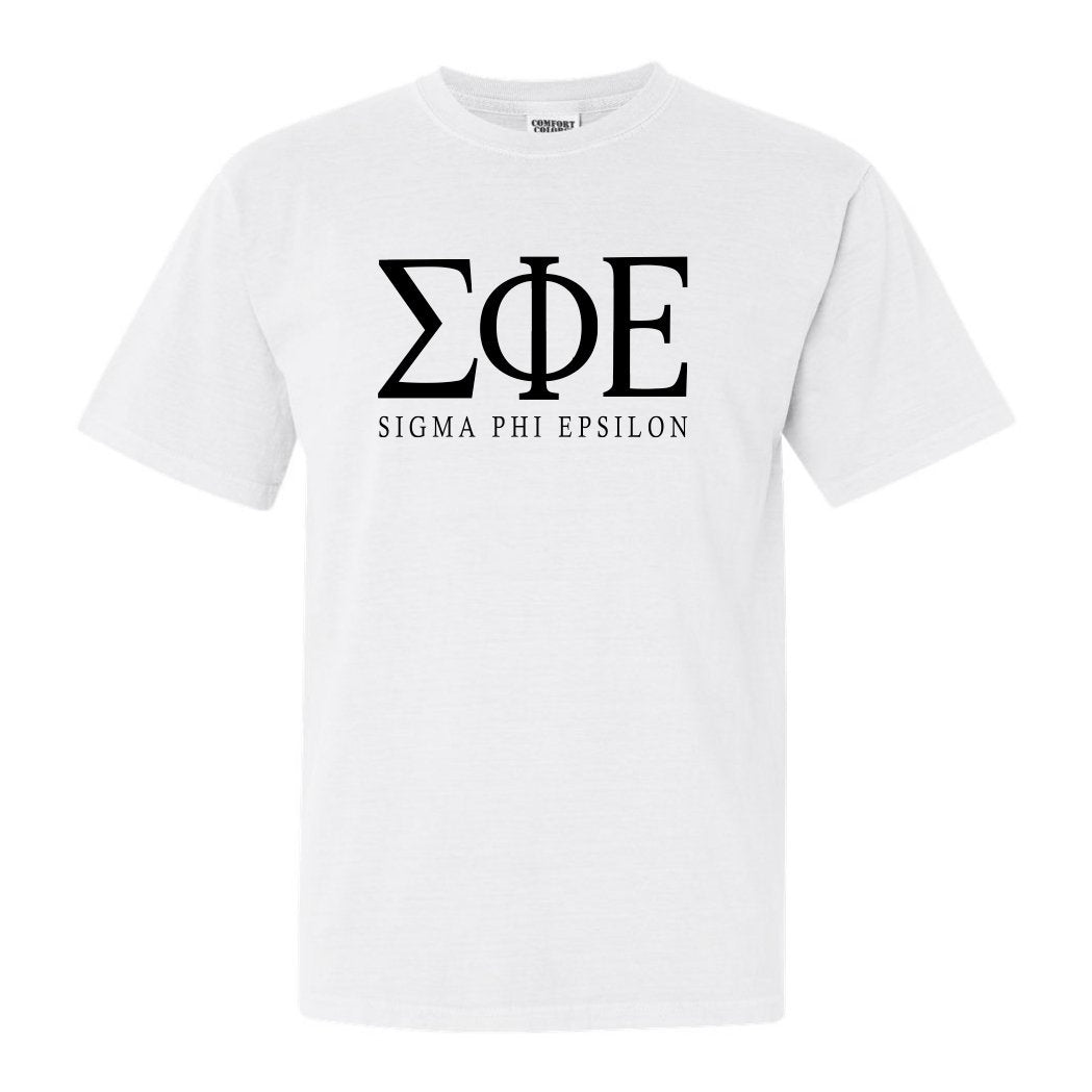 Sigma Phi Epsilon Comfort Colors T-Shirt - Sig Ep Fraternal Block Shirt - Kite and Crest