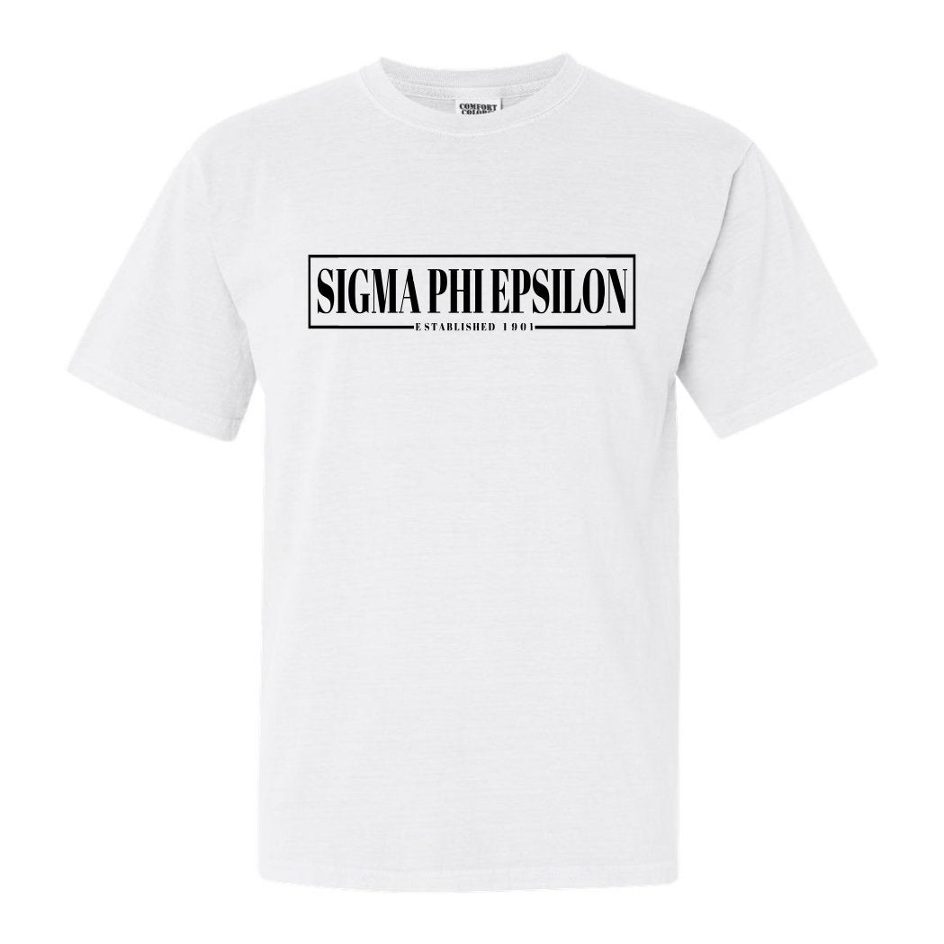Sigma Phi Epsilon Comfort Colors T-Shirt - Sig Ep Fraternal Block Shirt - Kite and Crest