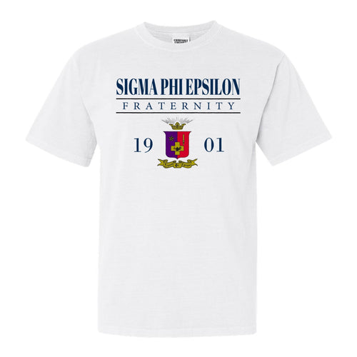 Sigma Phi Epsilon Comfort Colors T-Shirt - Sig Ep Large Crest Shirt - Kite and Crest