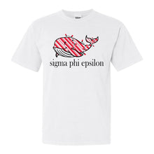Load image into Gallery viewer, Sigma Phi Epsilon Comfort Colors T-Shirt - Sig Ep Red Whale Shirt - Kite and Crest
