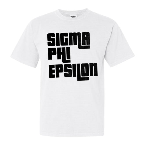 Sigma Phi Epsilon Comfort Colors T-Shirt - Sig Ep Stacked Letters Shirt - Kite and Crest