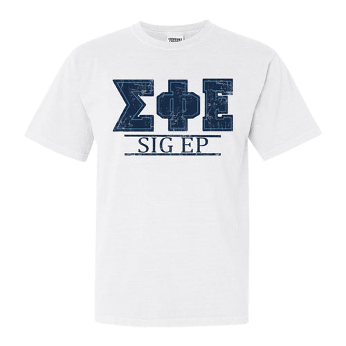 Sigma Phi Epsilon Comfort Colors T-Shirt - Sig Ep Washed Letters Shirt - Kite and Crest