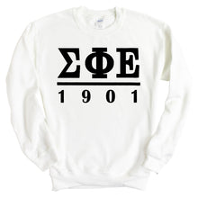 Load image into Gallery viewer, Sigma Phi Epsilon Sweatshirt - Sig Ep Black Letters Crewneck Sweatshirt - Kite and Crest
