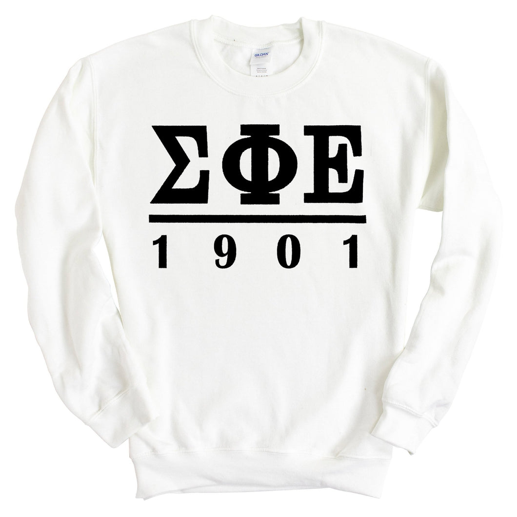 Sigma Phi Epsilon Sweatshirt - Sig Ep Black Letters Crewneck Sweatshirt - Kite and Crest