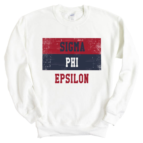 Sigma Phi Epsilon Sweatshirt - Sig Ep Colorful Stripe Crewneck Sweatshirt - Kite and Crest