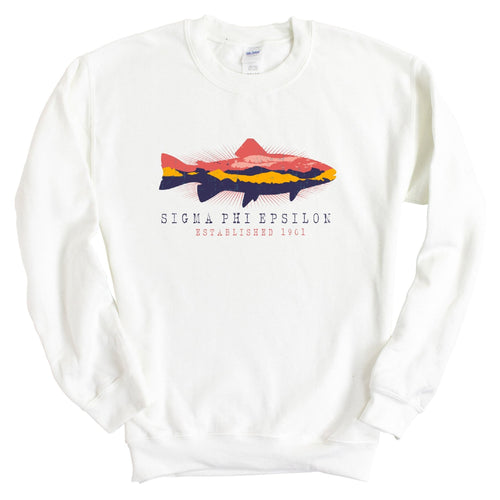 Sigma Phi Epsilon Sweatshirt - Sig Ep Fishing Crewneck Sweatshirt - Kite and Crest