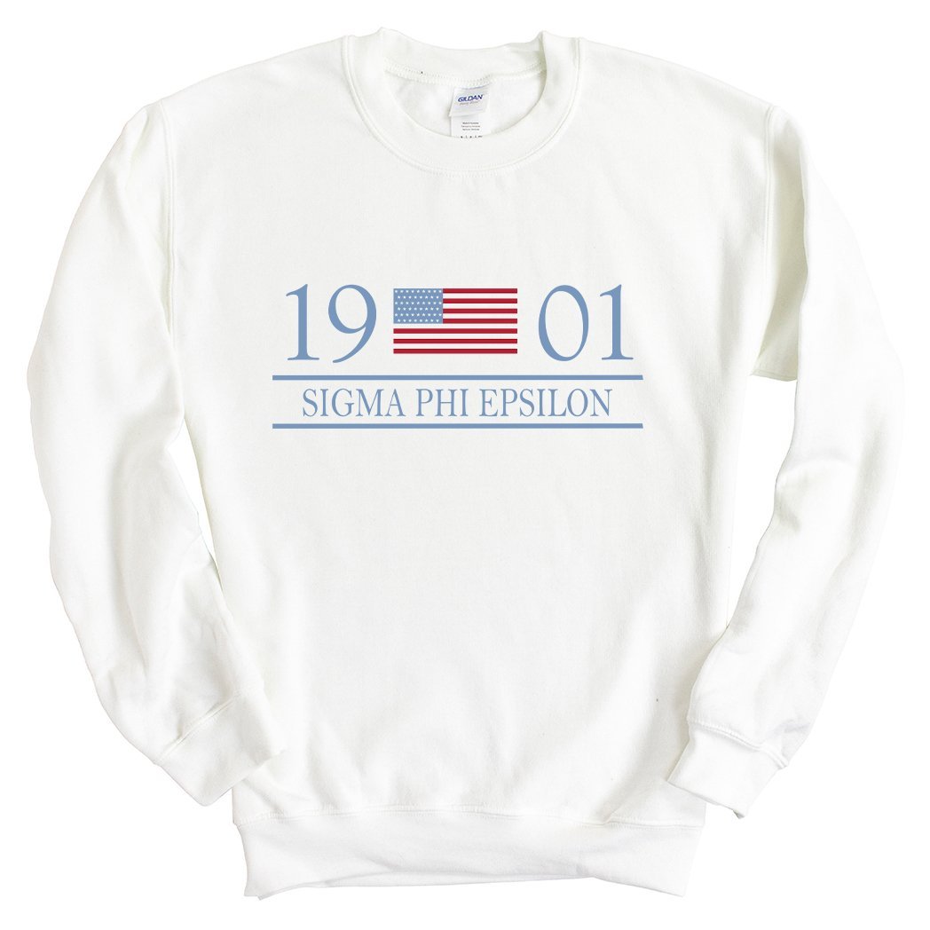 Sigma Phi Epsilon Sweatshirt - Sig Ep Flag Year Crewneck Sweatshirt - Kite and Crest