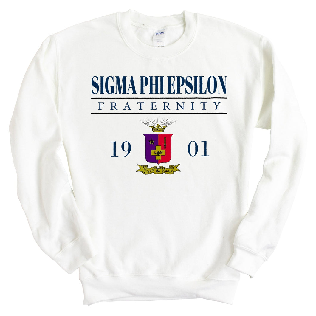 Sigma Phi Epsilon Sweatshirt - Sig Ep Large Crest Crewneck Sweatshirt - Kite and Crest