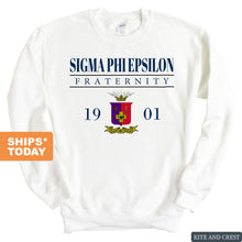 Load image into Gallery viewer, Sigma Phi Epsilon Sweatshirt - Sig Ep Large Crest Crewneck Sweatshirt - Kite and Crest
