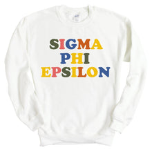 Load image into Gallery viewer, Sigma Phi Epsilon Sweatshirt - Sig Ep Retro Letters Crewneck Sweatshirt - Kite and Crest
