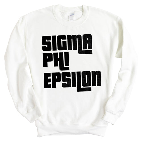 Sigma Phi Epsilon Sweatshirt - Sig Ep Stacked Letters Crewneck Sweatshirt - Kite and Crest