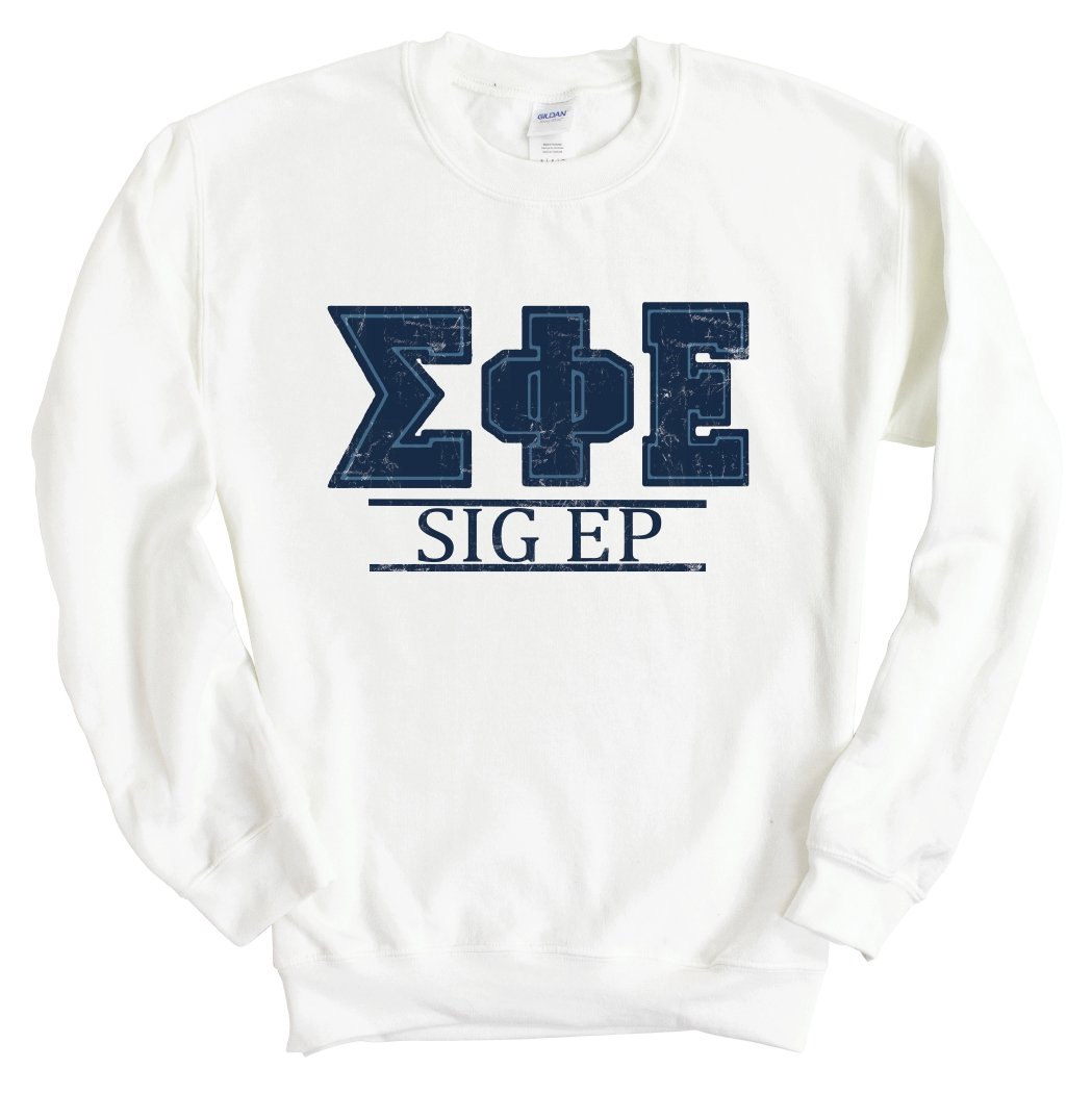 Sigma Phi Epsilon Sweatshirt - Sig Ep Washed Letters Crewneck Sweatshirt - Kite and Crest