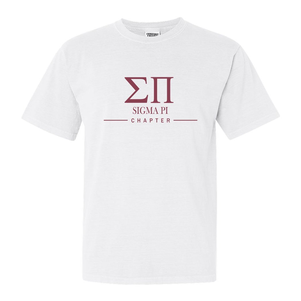 Sigma Pi Comfort Colors T-Shirt - Sigma Pi Basic Lined Shirt - Kite and Crest