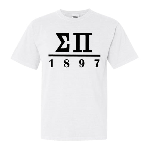 Sigma Pi Comfort Colors T-Shirt - Sigma Pi Black Letters Shirt - Kite and Crest