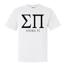 Load image into Gallery viewer, Sigma Pi Comfort Colors T-Shirt - Sigma Pi Block Letter Shirt - Kite and Crest
