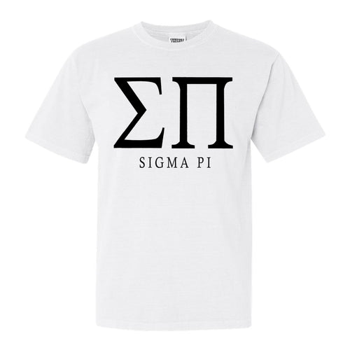 Sigma Pi Comfort Colors T-Shirt - Sigma Pi Block Letter Shirt - Kite and Crest