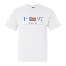 Load image into Gallery viewer, Sigma Pi Comfort Colors T-Shirt - Sigma Pi Flag Year Shirt - Kite and Crest
