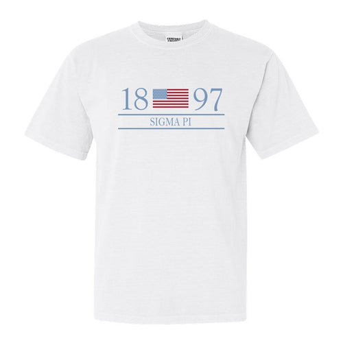 Sigma Pi Comfort Colors T-Shirt - Sigma Pi Flag Year Shirt - Kite and Crest