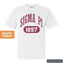 Load image into Gallery viewer, Sigma Pi Comfort Colors T-Shirt - Sigma Pi Large Athletic Shirt - Kite and Crest
