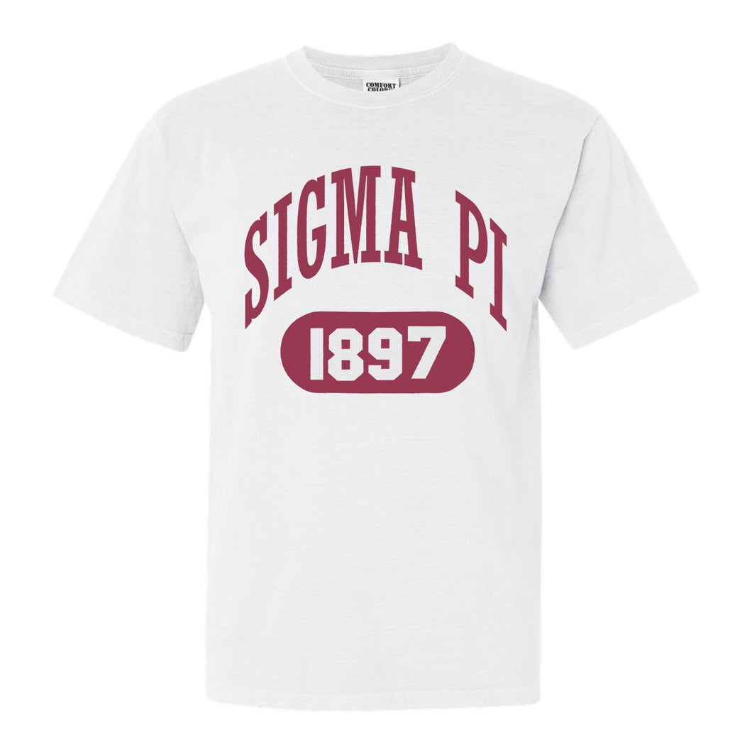 Sigma Pi Comfort Colors T-Shirt - Sigma Pi Large Athletic Shirt - Kite and Crest