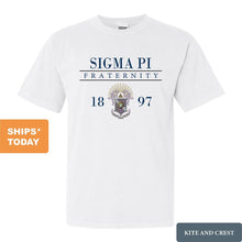 Load image into Gallery viewer, Sigma Pi Comfort Colors T-Shirt - Sigma Pi Large Crest Shirt - Kite and Crest
