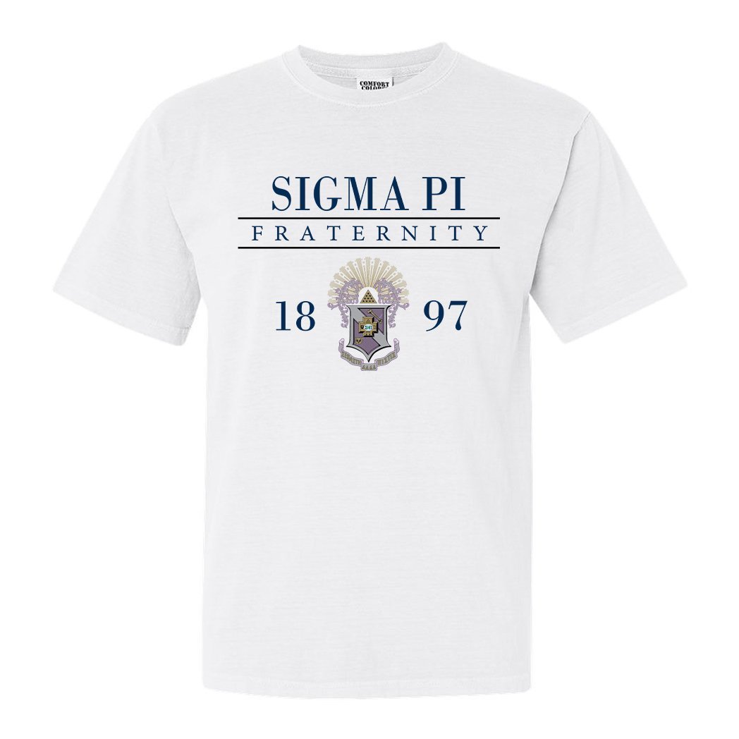 Sigma Pi Comfort Colors T-Shirt - Sigma Pi Large Crest Shirt - Kite and Crest