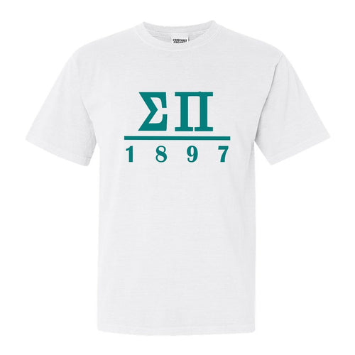 Sigma Pi Comfort Colors T-Shirt - Sigma Pi Lettered Basic Shirt - Kite and Crest