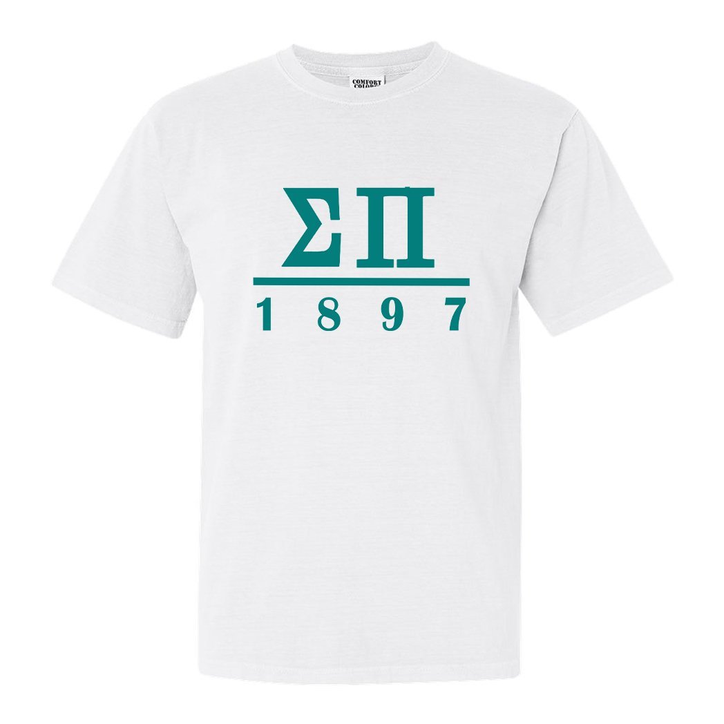 Sigma Pi Comfort Colors T-Shirt - Sigma Pi Lettered Basic Shirt - Kite and Crest