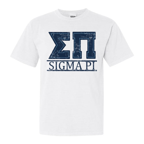 Sigma Pi Comfort Colors T-Shirt - Sigma Pi Washed Letters Shirt - Kite and Crest