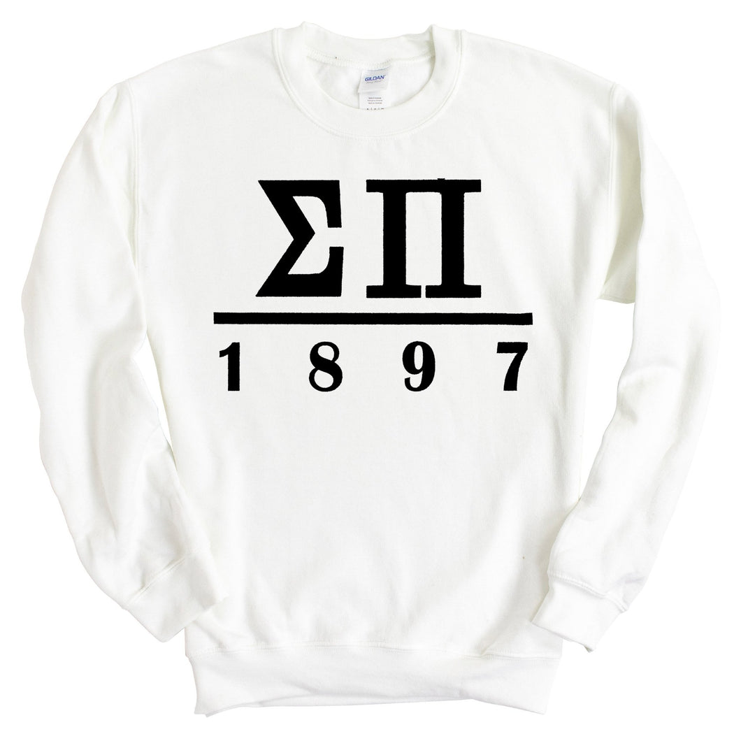 Sigma Pi Sweatshirt - Sigma Pi Black Letters Crewneck Sweatshirt - Kite and Crest